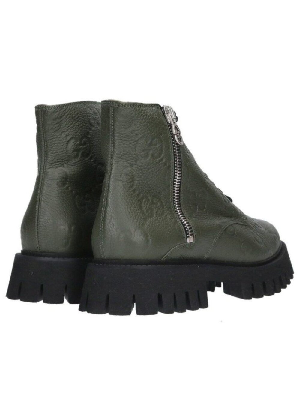Gucci GG Embossed Side Zip Leather Boots 11.5 - Picture 2 of 5